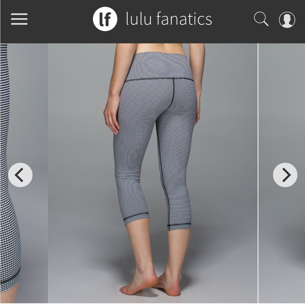 Like New-Lululemon- Size 12- Gingham Luon White & Black- 21”